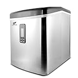 Yongtong Countertop Ice Maker, Automatic Icemaker Machine Producing 33Lbs per Day - 3 Selectable Cube Sizes, with Easy-Touch Buttons & LED Display, Stainless Steel, 3.3L(3.5QT) Capacity (Silver 2)