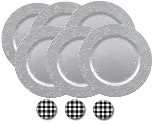 Set 6 Platos Cargadores Plata Copo de Nieve 13" miniatura 1