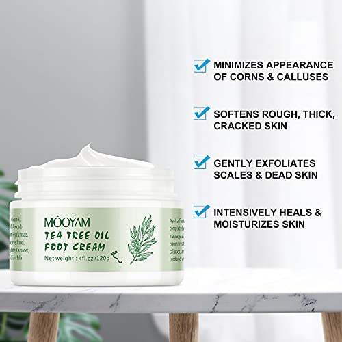 Foot Cream For Dry Cracked Heels Repair Tea Tree Oil Foot Moisturizer For Dry Feet With Urea Foot Spa Hand Cream For Callused Feet Elbow Knees Rough Skin Intensive Moisturizing Softening 4.2 Oz #TOP2