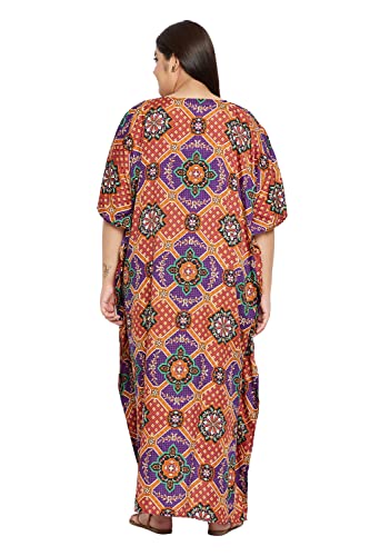 Image of Gypsie Blu Women Plus Size Kaftan Dress Beach Cover Up Maxi Dresses for Women, V-Neck Kimono Sleeve 1X-3X