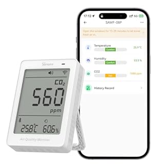 SONOFF AirGuard CO2, Monitor Intelligente della Qualità dell'Aria Indoor, Compatibile Matter, WiFi 2.4GHz, Rivelatore di Anidride Carbonica per CO2/Temperatura/Umidità, Allarme Sonoro e Luce