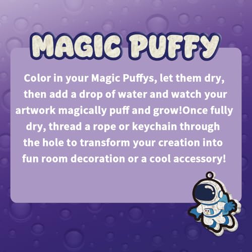 Image of MZYTOZA Magic Foam Texture Painting Kit - 3D Art Craft Aqua Magic Puffs Paint Kit, 15 Mess-Free Paint by Number Craft for Kids (Space and Planets)