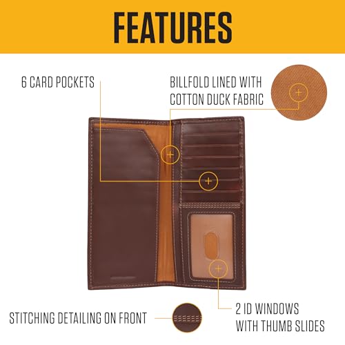 Image of Carhartt Men's Leather Triple Stitch Wallet, Durable Full-Grain Leather Bifold, Trifold & Rodeo Styles, Gifts for Men
