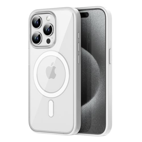 Coque iPhone 16 Pro Max MagSafe PULOKA transparente et anti-choc avec contour blanc