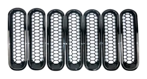 Przednia osłona grilla Wkładka Grille Cover Pasuje do Jeep 07-18 Pasuje do Wrangler JK Przednie wkładki siatkowe i rama reflektora kratki samochodowej osłona chłodnicy silnika osłon(Type A)