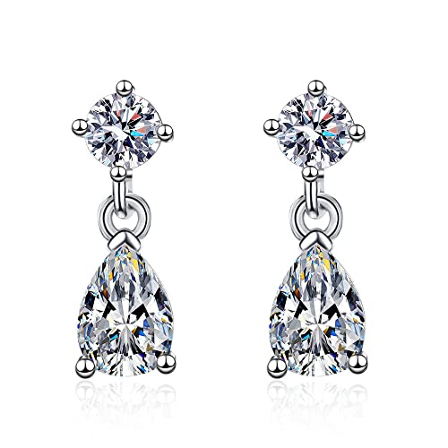 SHUNHAO 925 Silver Micro-Set Zircon Stud Earrings Small Water Drop Stud Earrings Tassel Stud Earrings All-Match Stud Earrings