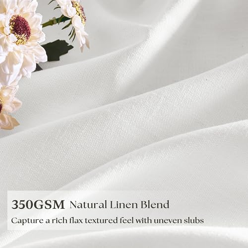 Image of 70 Wide Off White Semi Sheer Pinch Pleated Linen Curtains 90 Inch Long
