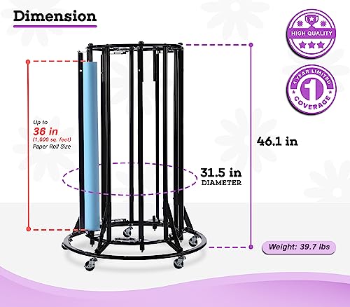 Adir Paper Roll Holder & Cutter | Butcher & Kraft Paper Dispenser Stand for Up to 36 in Wide Rolls | Sturdy Design for Classroom, Arts & Crafts | Paper Rolls Not Included by AdirPro - Image 9