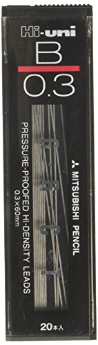 Uni Mechanical Pencil Lead HI-Uni 0.3 mm, B, 60 mm x 20 Lead (HU03300B)
