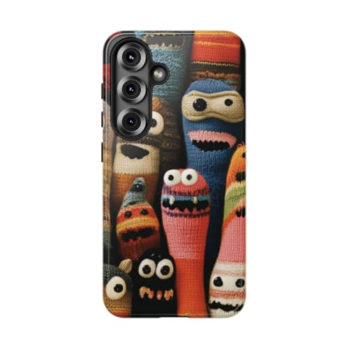 Coque Samsung S25 monstres tricotés multicolore rigide brillante