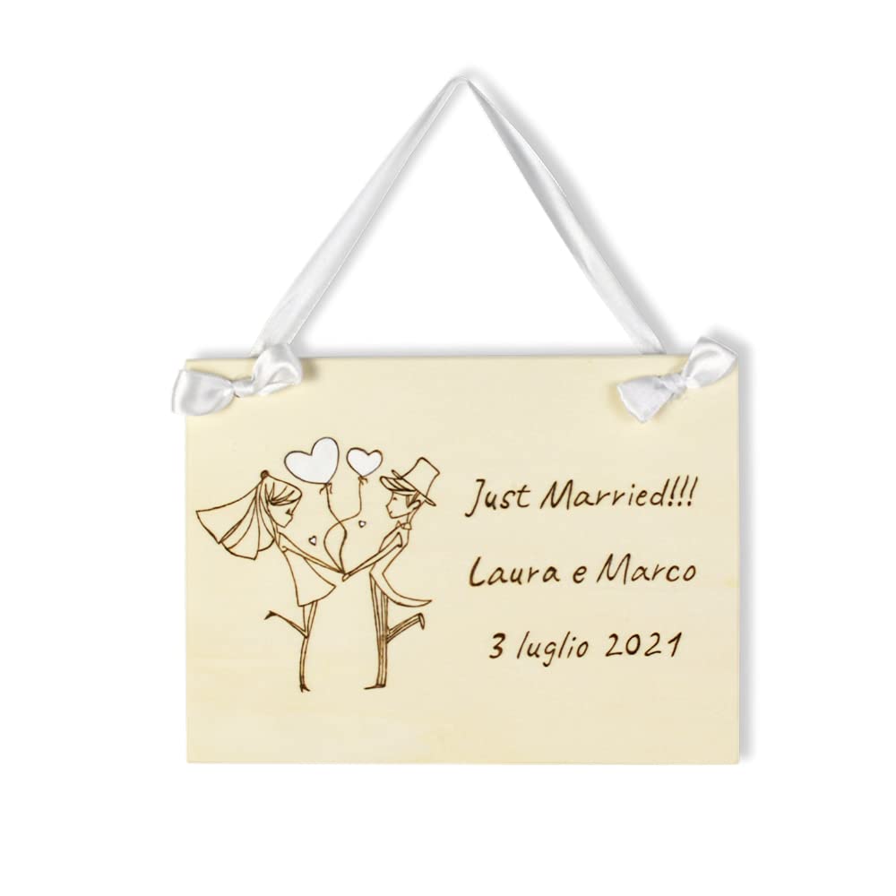 Targa cartello sposi in legno personalizzabile