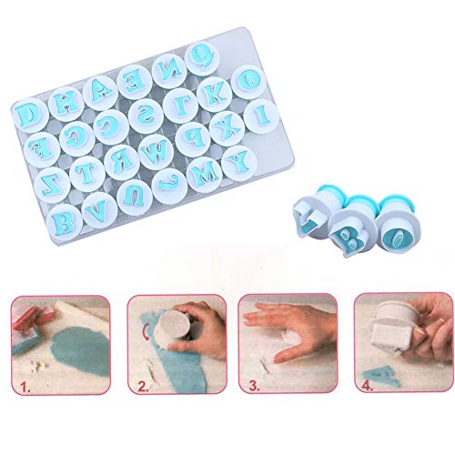 26PCS/Set Cookie Stamp Impress Cookie Cutters Alphabet Letter and Number Cake Biscuit Mold Shape DIY Cookie Biscuit Alphabet Cake Tool Embosser Cutter (Upper Case Shape)