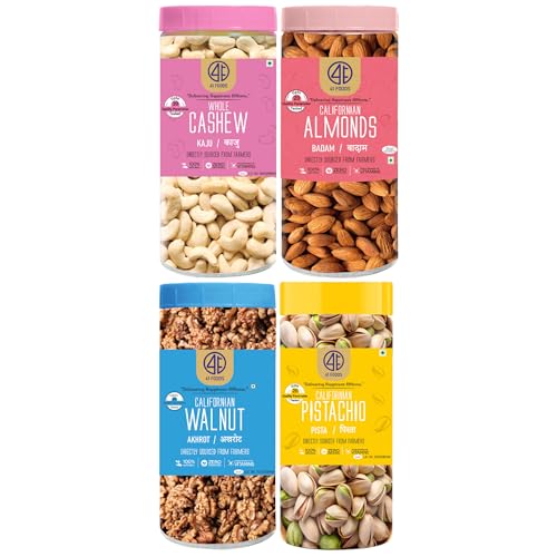 Image of 41 Foods Premium Dry Fruits Combo of Almonds Cashews Pista and Walnuts | 1 KG (250g x 4)