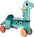 Janod Dino - Ride-On Wooden Dinosaur ‘Portosaurus’ - 18.5” Tall Adorable Scooting Toy with Steerable Front Wheels - Includes Plush Tail - Ages 12 Months- 4 Years - J05828