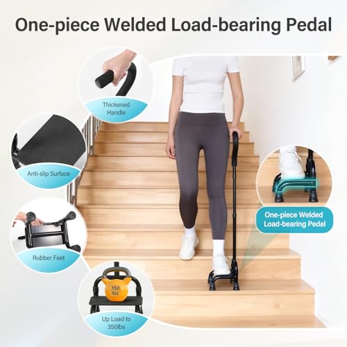 Adjustable Stair Climbing Assist Cane for Seniors, Half Step Assist Aid for Walking Up Down Stairs, Portable Stair Lift Cane, Step Stair Walking Aid, Stability Walking Sticks for Balance & Safety