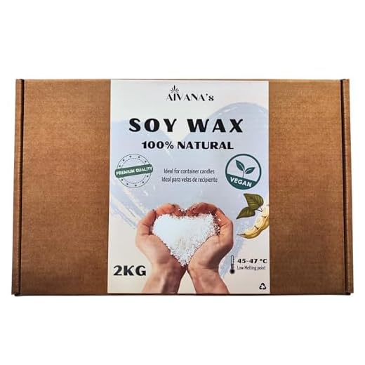 AIVANA’s Cera de soja para velas 2Kg Premium. Cera para velas de bajo punto de fusión, vegana y no toxica para hacer velas decorativas o velas aromáticas.