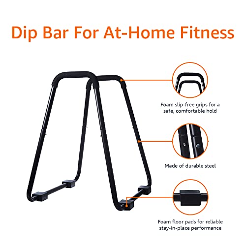 Amazon Basics Dip Bar Station, Portable Strength Training Stand for Tricep Dips & Calisthenics, Home Gym, 661 lb Weight Capacity, Black view 2