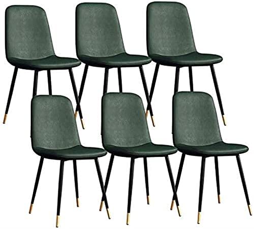 SJIALEN Modern Dining Chairs Set of 6, for Office Lounge Cafe Home Stool with Sturdy Metal Legs PU Leather Living Room Kitchen Chairs Kitchen Chair (Color : Green, Size : 43x55x82cm)