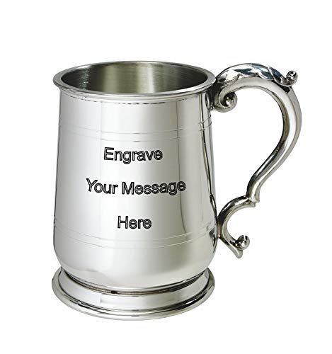 Wentworth Pewter - Jacobean Pewter Tankard, beer mug, stein, with Engraved message of your choice
