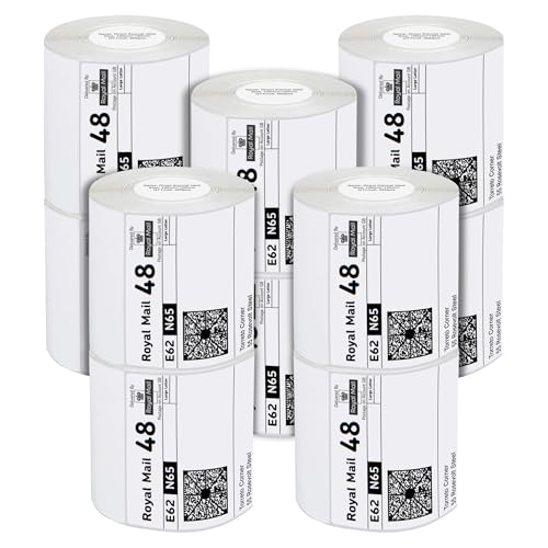 iSOUL 4X6 Direct Thermal Printer Labels Roll 100mm x 150mm 500 White Permanent Adhesive Shipping Labels Rolls Compatible with Etsy, Shopify, Ebay, Amazon, Royal Mail, FedEx (10 Rolls)