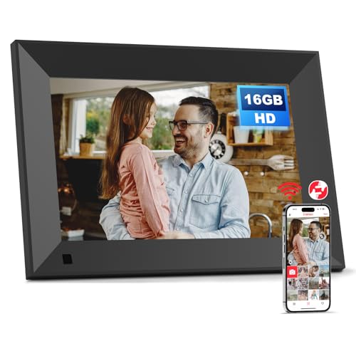 Arktronic 8' Digital Picture Frame, 16GB, Touchscreen, WiFi Wall-Mount Frame for Home/Business, 1200x800 HD, Share via App, Email, USB & Micro SD, Black