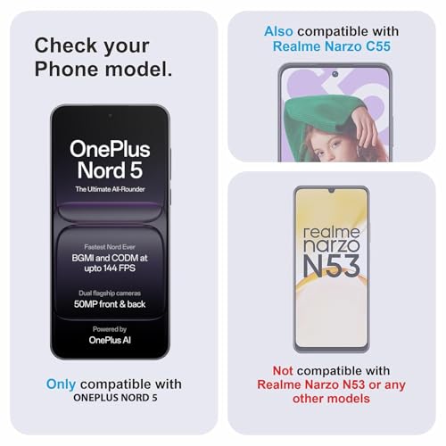Image of Military-Grade Tempered Glass Screen Protector Compatible for NAME with Edge to Edge Coverage and Easy Self Installation kit (A-OnePlus Nord 5 5G)