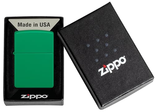Image of Zippo 48629 Regular Grass Green Matte Model Windproof Pocket Fuel Refillable Lighter, BIS Certified