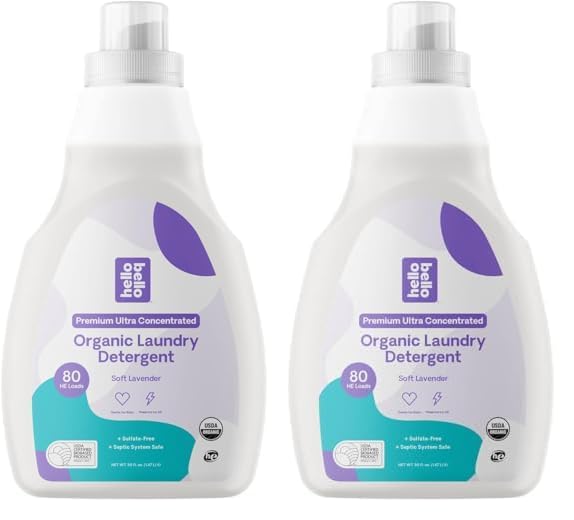 Image of Hello Bello Concentrated Laundry Detergent I Plant Based Organic Liquid Detergent for Babies and Kids I lavender I 50 FL Oz (2 Pack) (100524)
