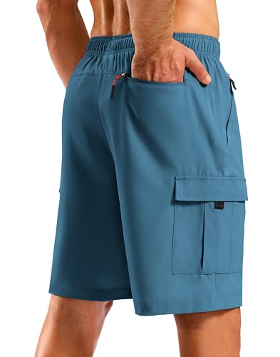 Image of Pudolla Men's Hiking Cargo Shorts with 5 Pockets Lightweight Casual Shorts
