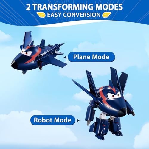 Super Wings Transformer Toys, 5" Agent Chase Airplane to Robot, 2-in-1 Mode Rescue Bots Action Figure, Kids Toys Plane to Robot, Fun Toy Plane Vehicle for Kids Age 3+, Gift for Boys and Girls, Blue