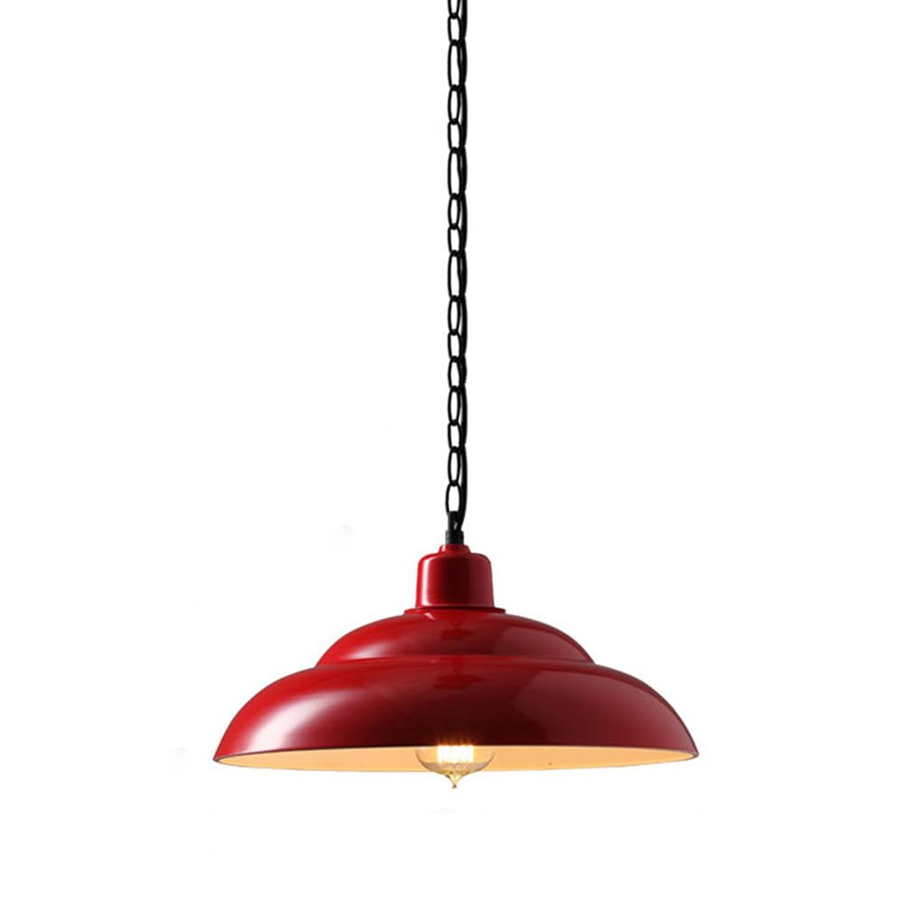 Lustre rouge industriel en fer rustique pour cuisine et salon