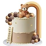 Decoracion Tarta Oso, 18 Piezas Topper Tarta Cumpleaños para Niños, Lindo Cake Topper Marrón, Decoracion Tartas Oso para Fiestas de Cumpleaños Infantiles (Marrón Oscuro)
