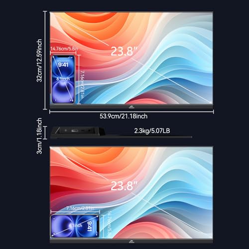 Image of Kenowa 23.8 inch 2K Large Portable Monitor 100Hz IPS QHD 2560x1440 Freesync Gaming Monitor External Display with Type-C HDMI Dual Speakers Adjustable Stand for PC Computer,Laptop,Mac,Phone,Game Consoles