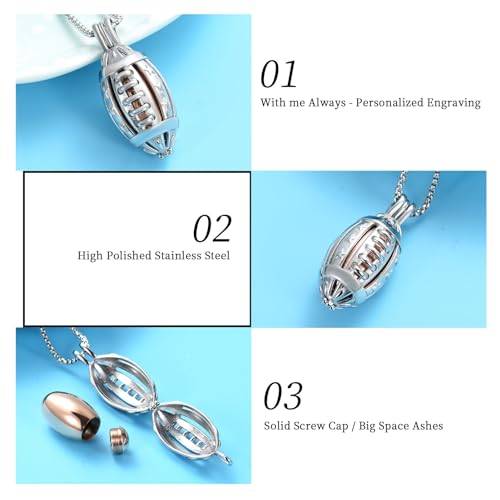 Oinsi American Football Cremation Locket Necklace For Ashes Of Loved Ones Stainless Steel Memorial Urn Jewelry Women Men Keepsake Fashion Necklace3