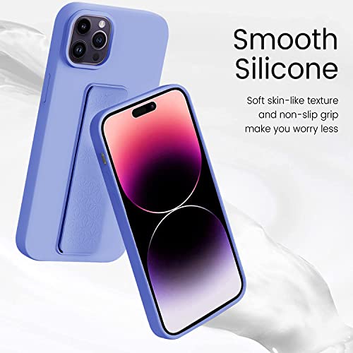 Coque silicone iPhone 14 Pro Max violette souple avec support intégré