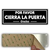LEIASA | Señal Cierra la Puerta - 7,5 x 23 cm - Grosor 2 mm - Acrílico - Placa Adhesiva - Cartel Mantener Puerta Cerrada - Rótulo Aviso - (Señal Cierra Puerta)