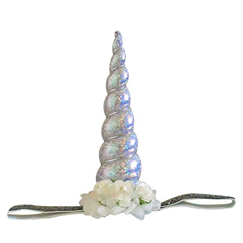 BUYITNOW Shiny Spiral Unicorn Headband Adult Girl Flower Hairband