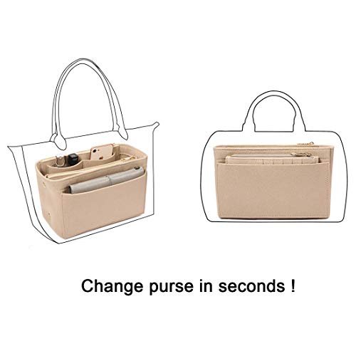 Handtaschen Organizer aus Filz mit Reißverschluss und Kartenetui
