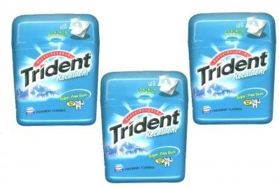 3 X Trident Recaldent Calcium Gum Sugar-free - Freshmint