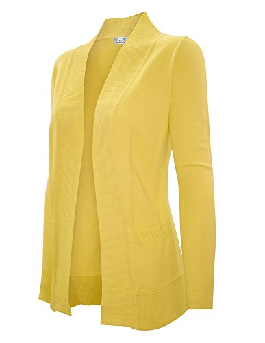 Image of Cielo Women's Solid Basic Open Front Pockets Knit Sweater Cardigan