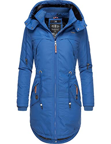 Preisvergleich Produktbild Marikoo Damen Winterparka Wintermantel mit Abnehmbarer Kapuze Kamii Blau Gr. L