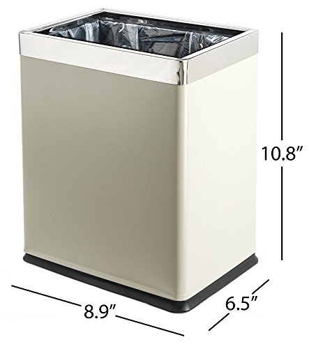 Brelso 'Invisi-Overlap' Open Top Metal Trash Can, Small Office Wastebasket, Modern Home Décor, Rectangle Shape (Light Gray) #TOP1