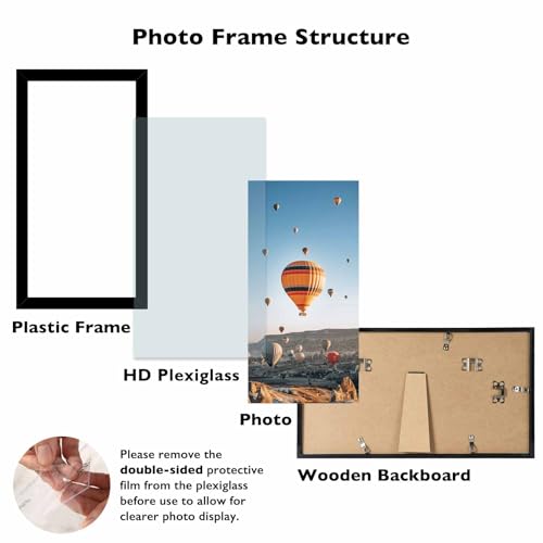 Image of JCJMY 7x14 Picture Frame Black for Wall Hanging or Tabletop, Wall Mounting Horizontally or Vertically, 7 x 14 Wall Gallery Poster Photo Frame with Shatter Resistant Plexiglass, Black