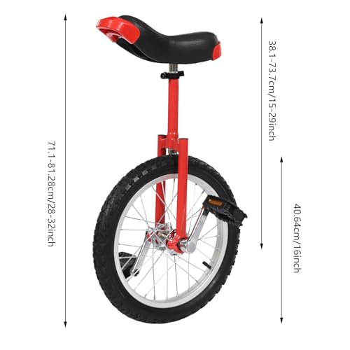 Image of 16 inch /24 inch Wheel Unicycle, Wheel Unicycle with Steel Rim Skid-Proof Tire Adjustable Seat Sports Exercise Bicycle for Daily Fitness