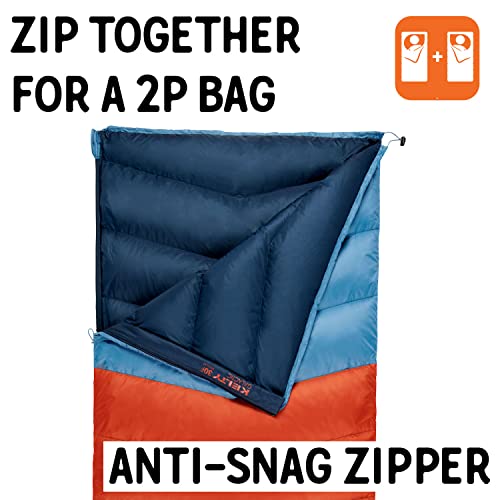 Image of Kelty Galactic Down 30 Degree Sleeping Bag, 550 Fill Power RDS Trackable Down, Backpacking and Camping, Zip Together for 2P Sleeping Bag | Zip Two Together for a 2P Bag, 550 Fill Compressible Down, PFC-Free Fabrics and Finishes, Buttery Soft Taffeta Lining