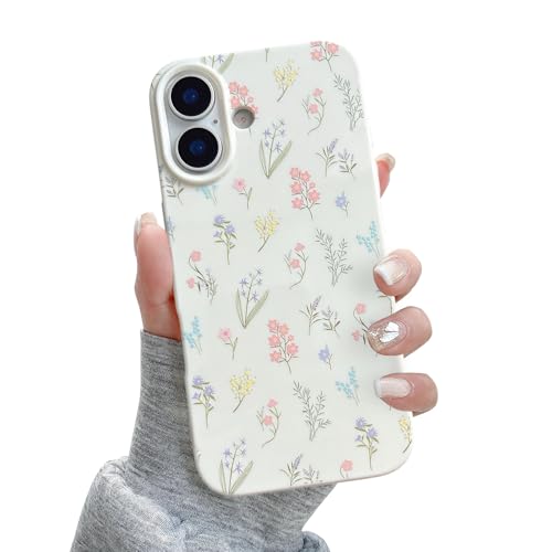 Coque iPhone 16 antichocs et mince avec motif floral esthétique pour fille et femme