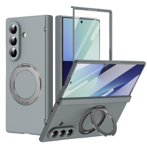 Image of TechTrendz for Samsung Galaxy Z Fold 8 Ultra Case with Metal Kickstand Z Fold 8 Ultra Magnetic Case Built-in Screen Protector and Hinge Protection Slim Phone Case Cover - Grey