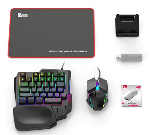 Image of X8 5 in 1 Mobile Game Combo Pack with RGB Mini Gaming Keyboard & Mouse & Mobile Holder,Gaming Adapter with Mobile Game Converter for Android Mobile Phone