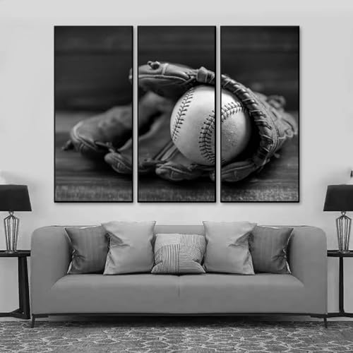 Affiches de baseball pour habiller un grand mur de salon noir