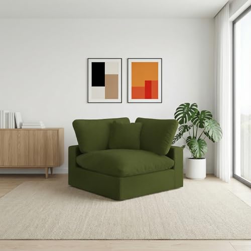 Image of Cloud Sectional Corner Sofa,Left /Right Modular Sofa,Down Filled Convertible Couch,Covers Washable & Replaceable,Green
